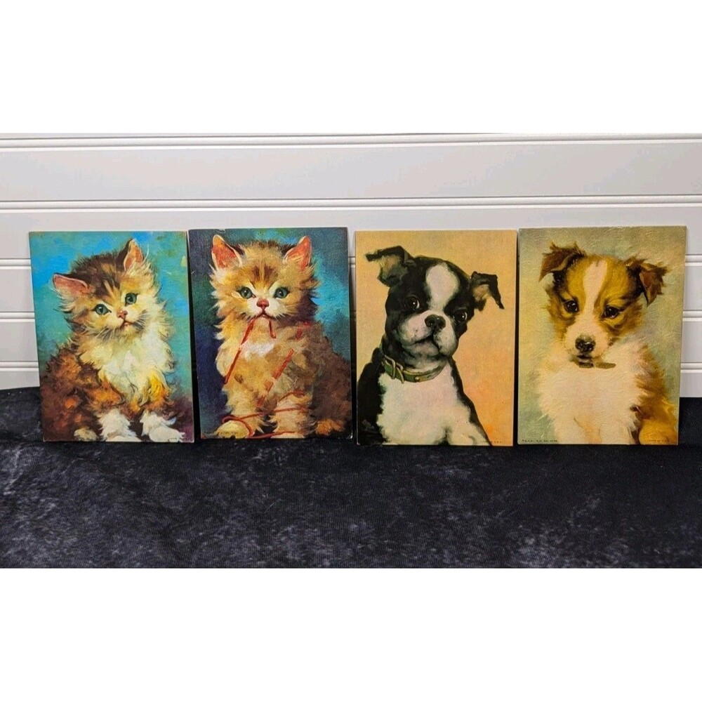 DAC NY Litho Kittens And Puppies Print Size 5x7 Set Of 4 # 5747 5748 5749 5750